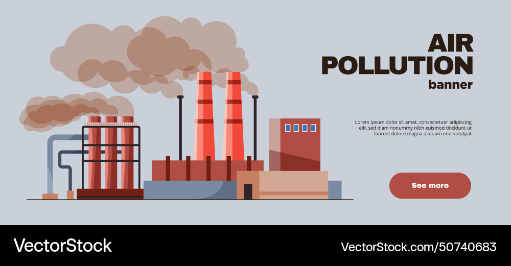 Air pollution flat banner Royalty Free Vector Image