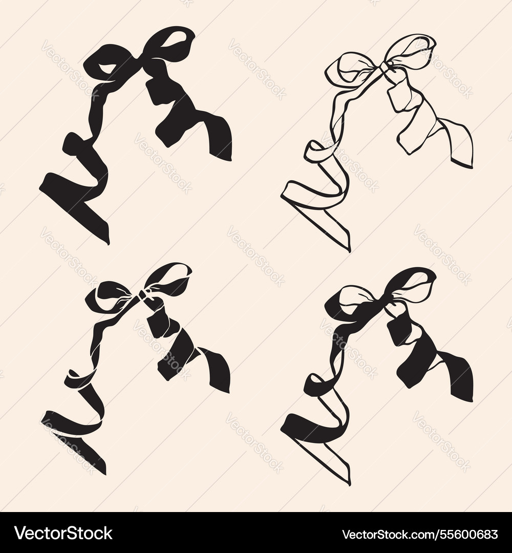 Black bow set Royalty Free Vector Image - VectorStock