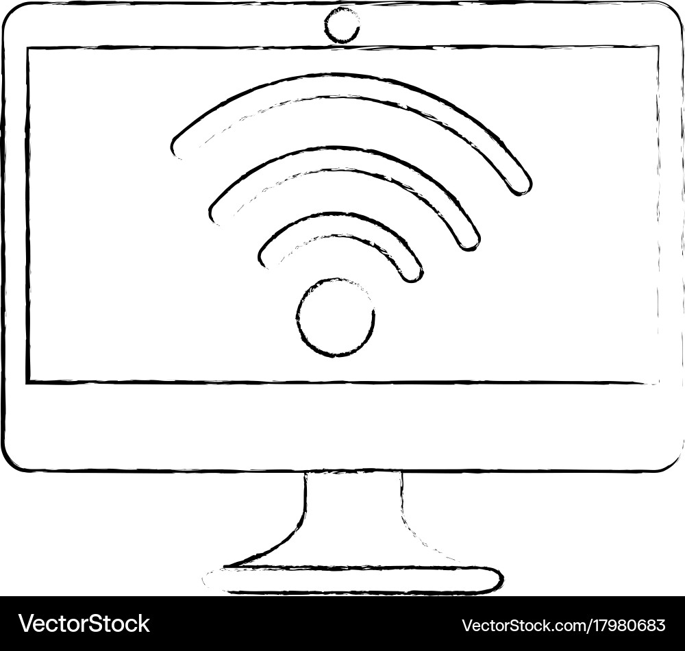 Computer display with wifi signal Vector Image