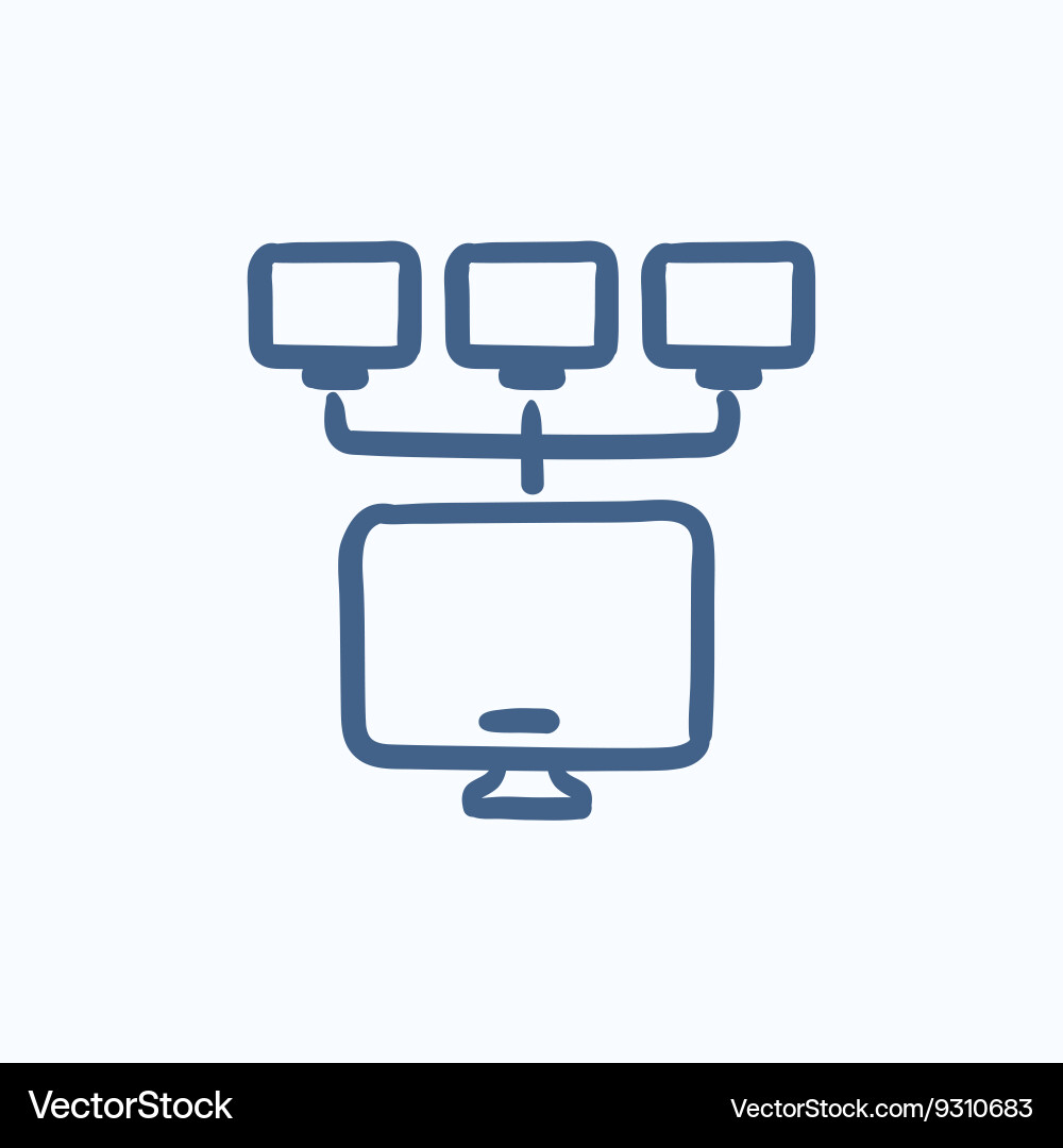 Computer network sketch icon vector image