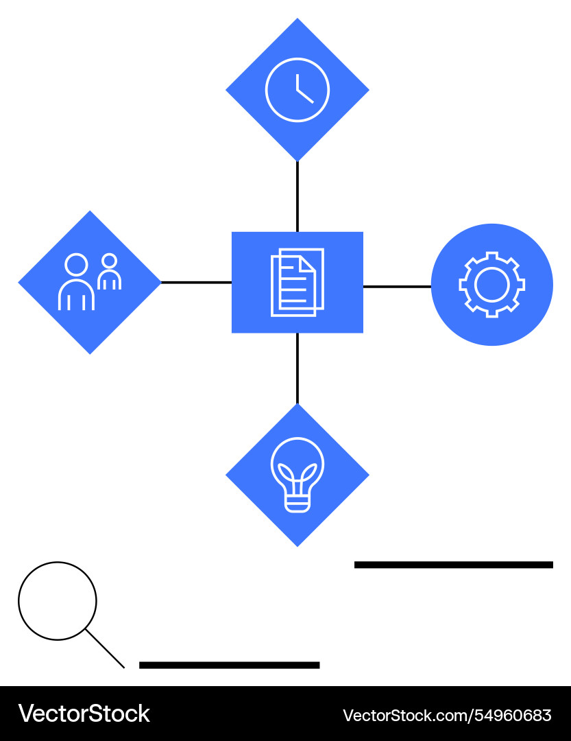 Connected process workflow with icons representing Vector Image