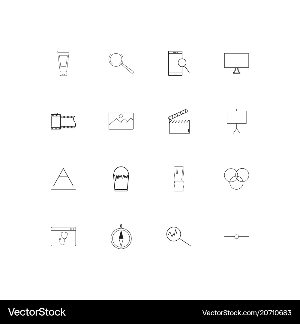 Creative process and design simple linear icons vector image