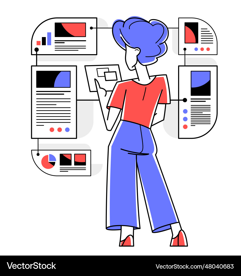 Data systematization collecting and analyzing Data systematization collecting and analyzing vector image