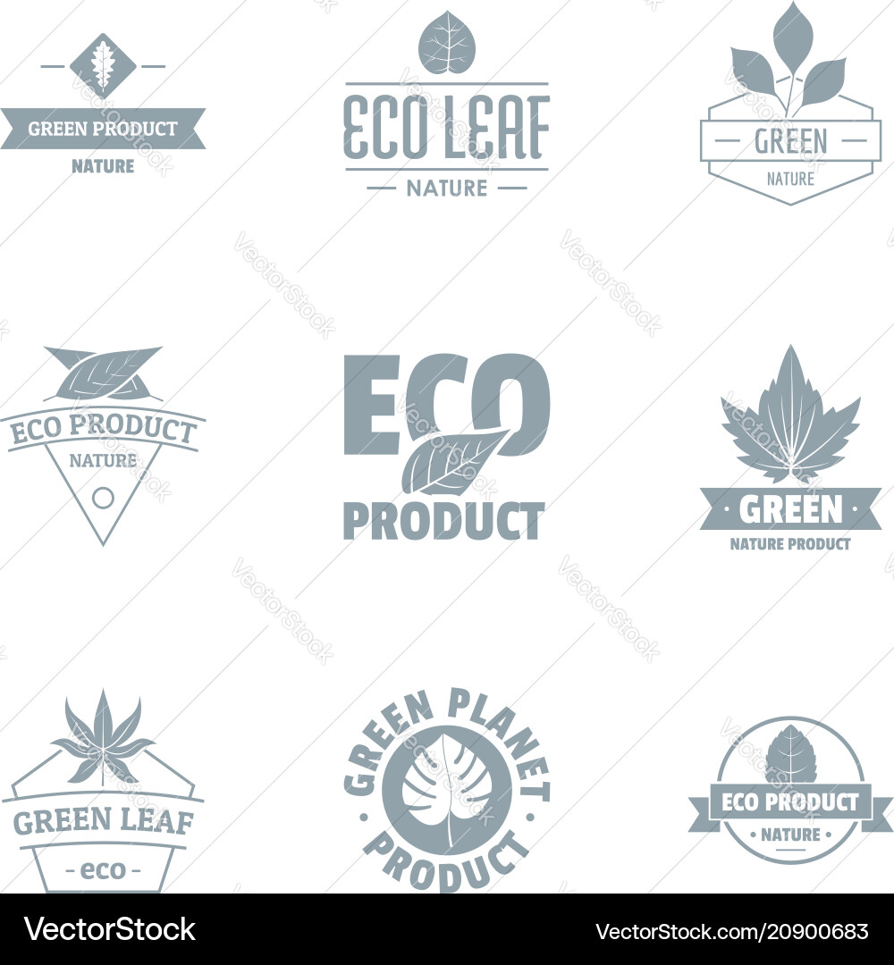 Eco nature clean logo set simple style Eco nature clean logo set simple style vector image