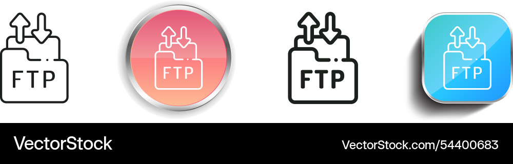 Ftp icon thin linear regular and button style vector image