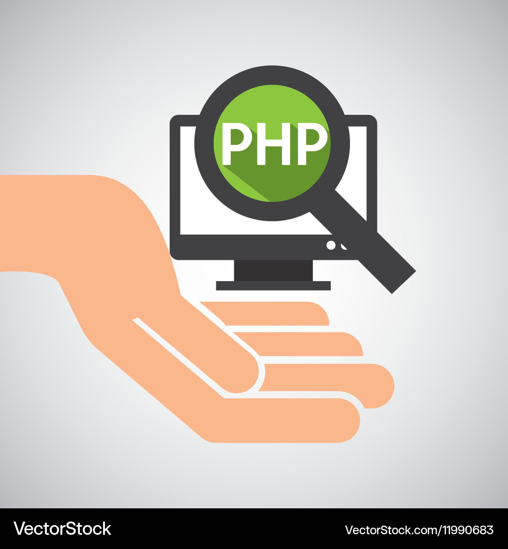 Hand optimization technology php computer Vector Image