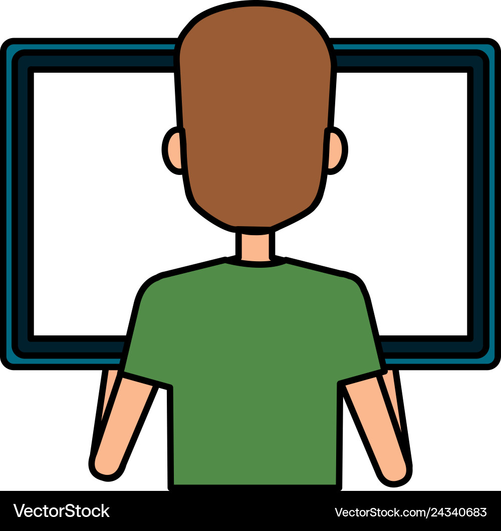 Man using computer desktop Man using computer desktop vector image