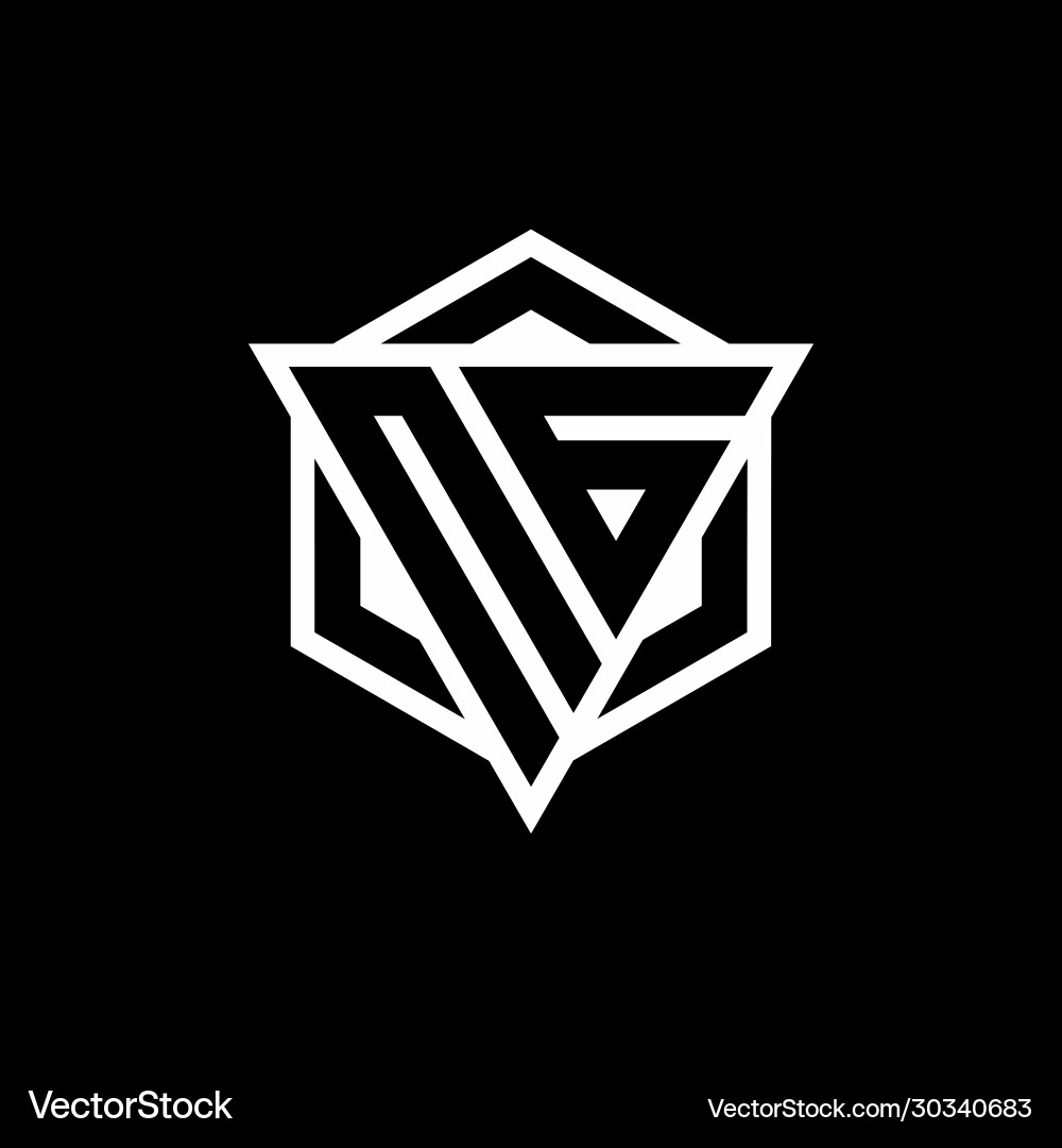 Ng logo monogram with triangle and hexagon shape vector image