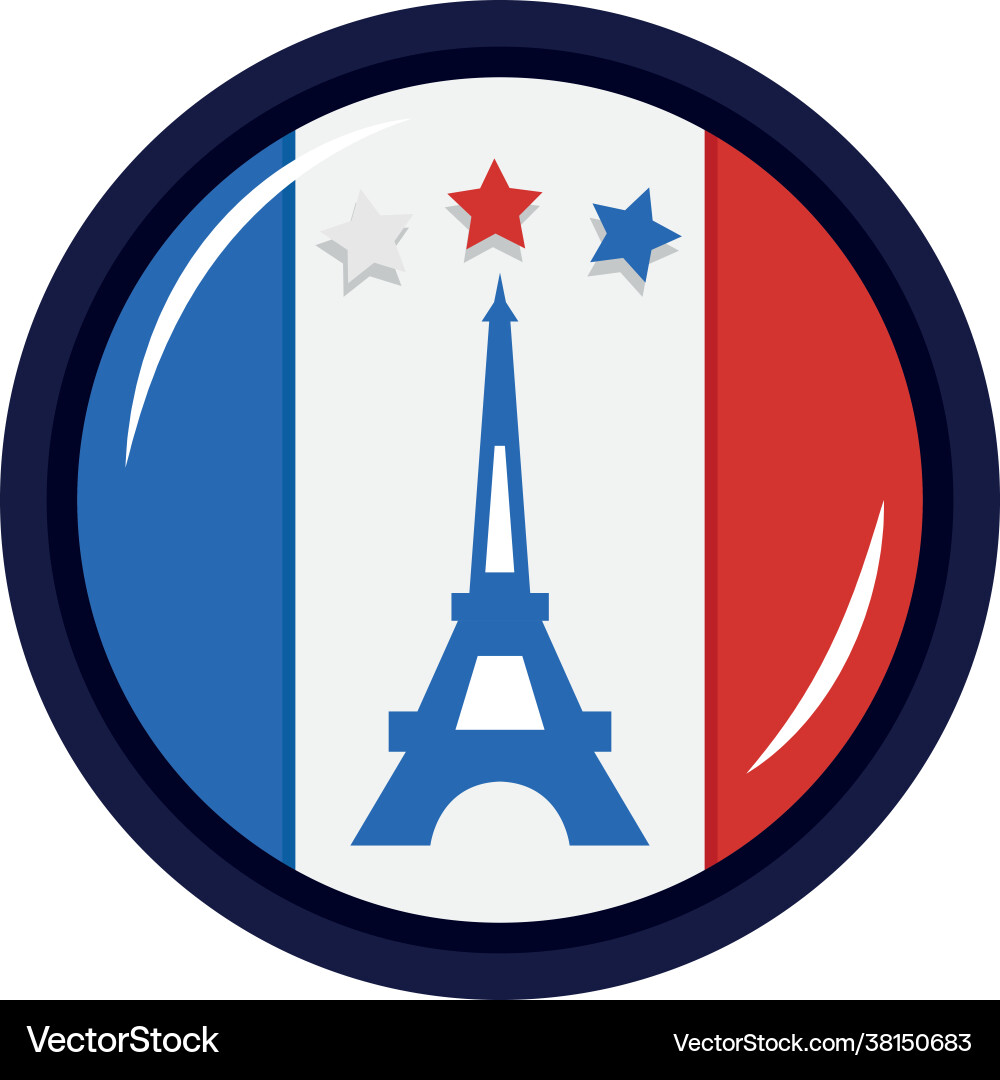 Paris eiffel tower inside button vector image
