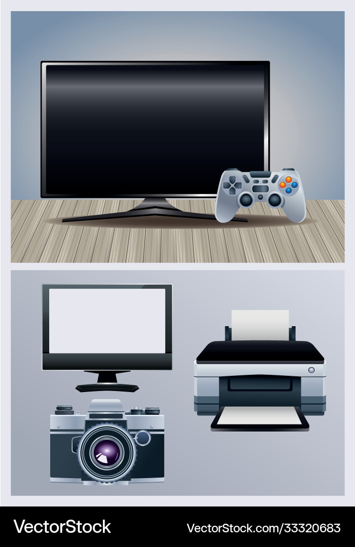 Printer hardware machine with monitor and camera Printer hardware machine with monitor and camera vector image