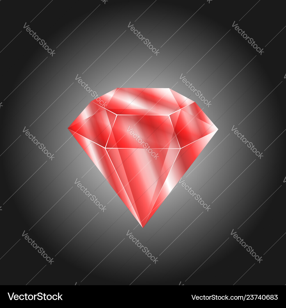 Realistic red round gem ruby Vector Image