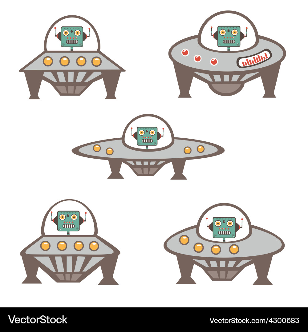 Robot characters in spaceship vector image
