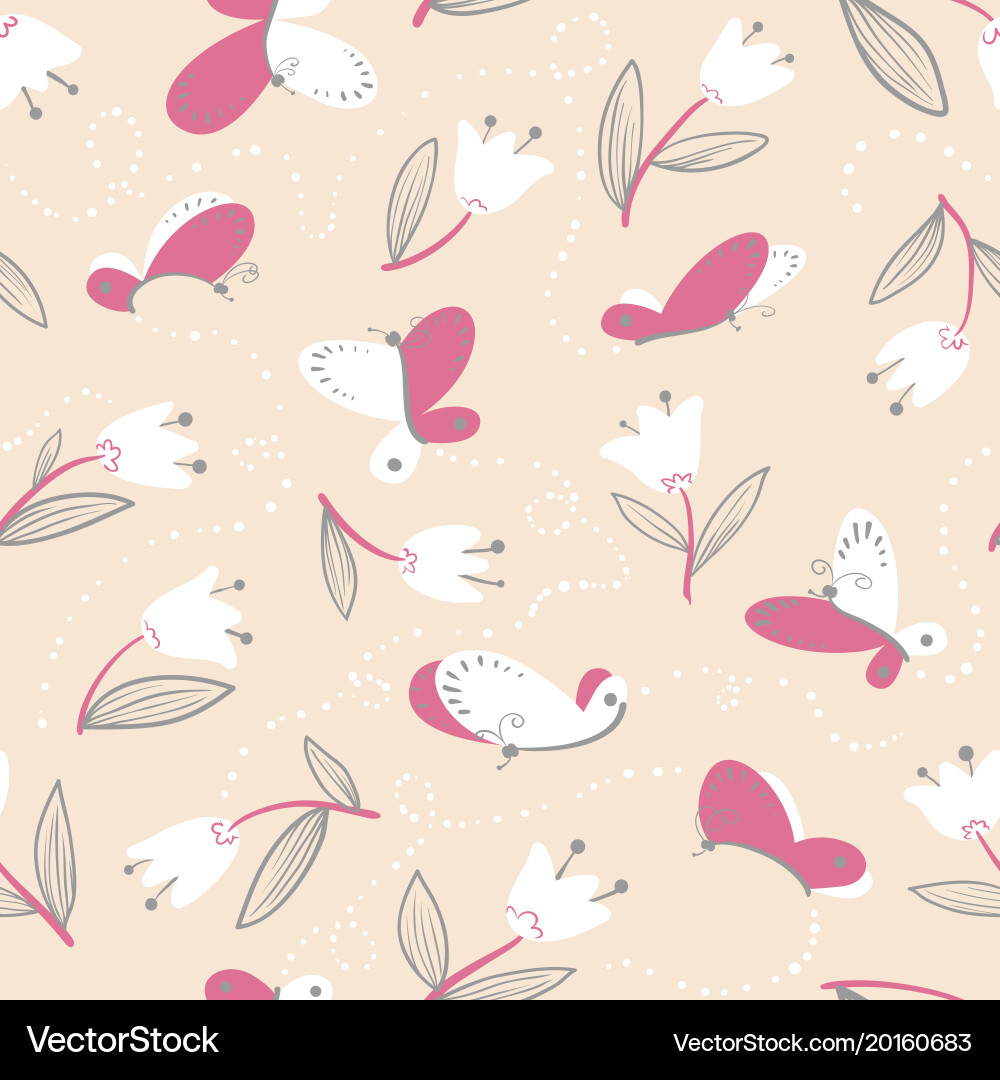 Seamless pattern with butterflies background Vector Image