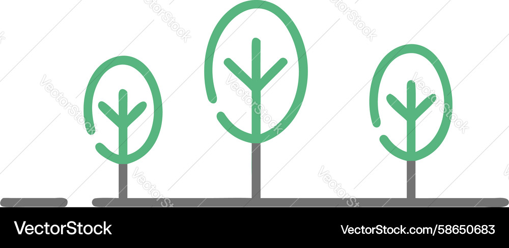 Simple line art trees graphic design generative ai Vector Image