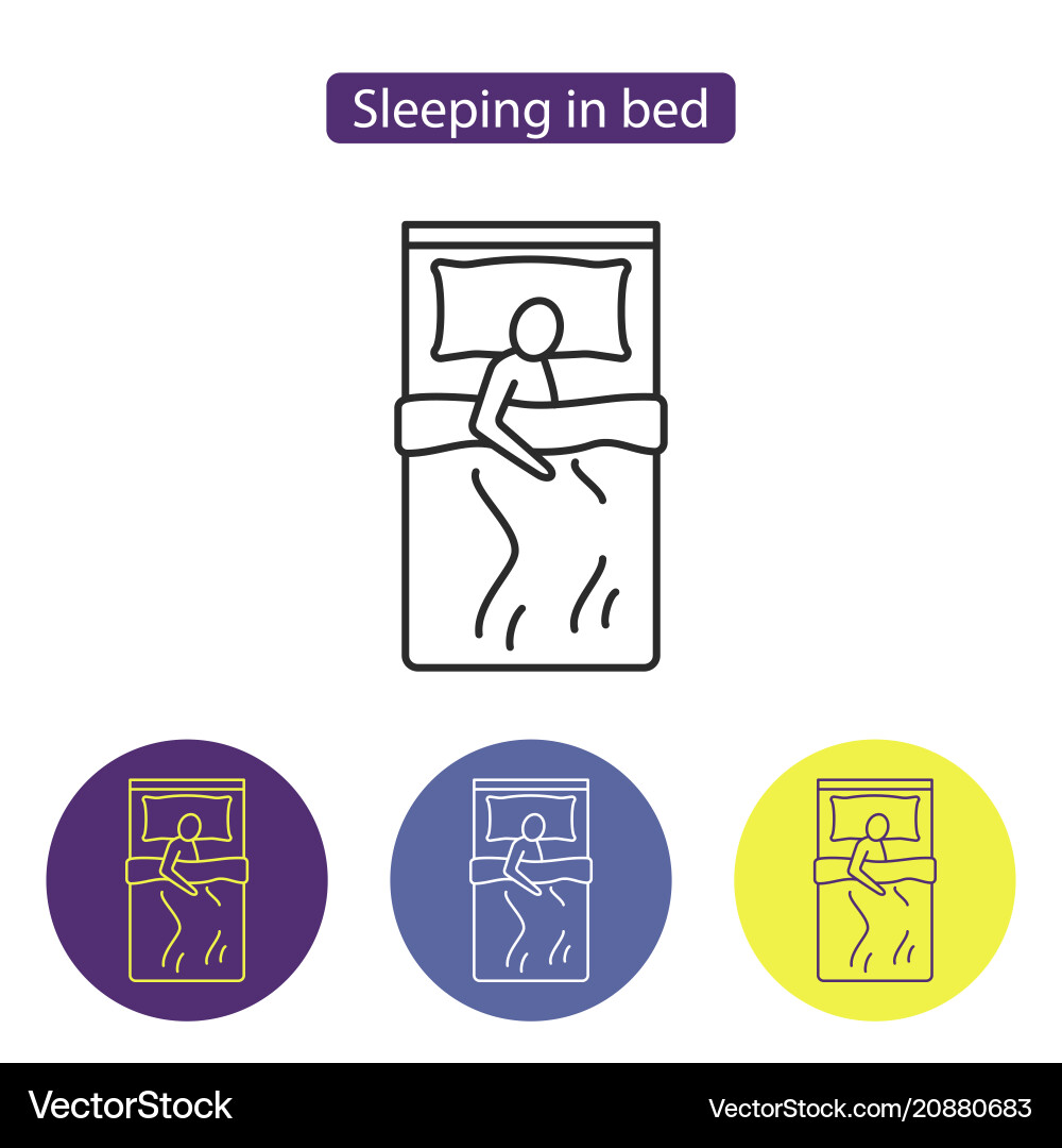 Sleeping in bed line icon Vector Image