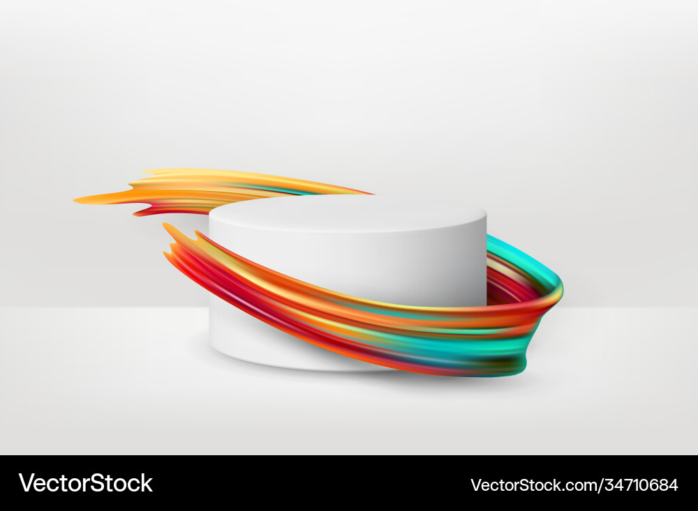 3d realistic white pedestal on background vector image