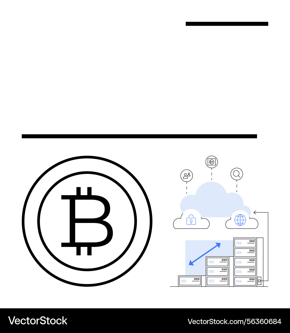 Bitcoin symbol with cloud storage data Bitcoin symbol with cloud storage data vector image