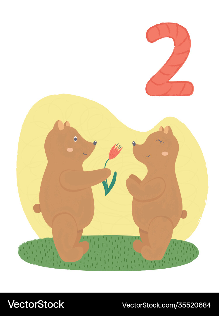 Counting from 1 to 10 number 2 page with colorful Counting from 1 to 10 number 2 page with colorful vector image