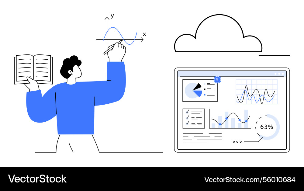 Data analysis and cloud computing concept Data analysis and cloud computing concept vector image