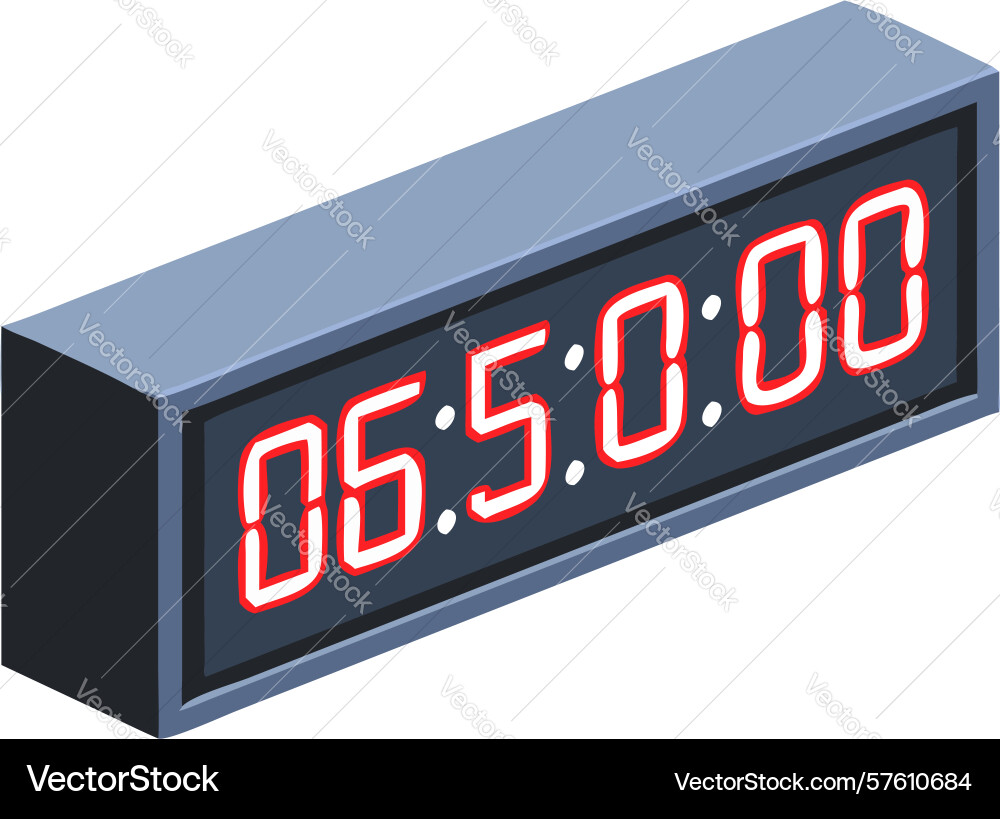 Digital chronometer countdown timer display art vector image