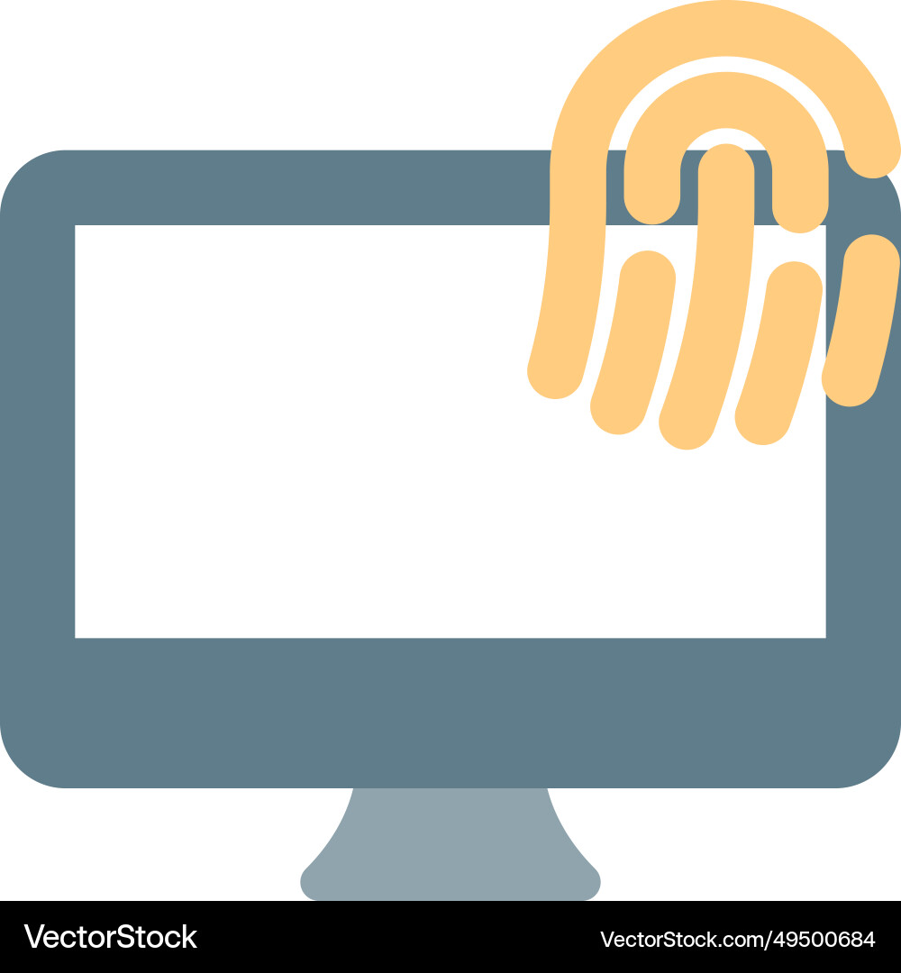Fingerprint lock system installed in desktop vector image