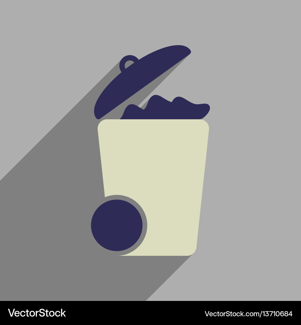 Flat web icon with long shadow trash can vector image