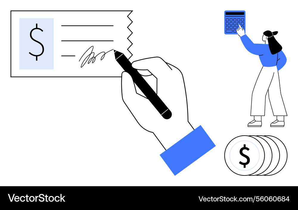 Hand signing check with accountant using Hand signing check with accountant using Vector Image