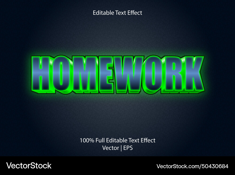 Homework editable text effect Vector Image
