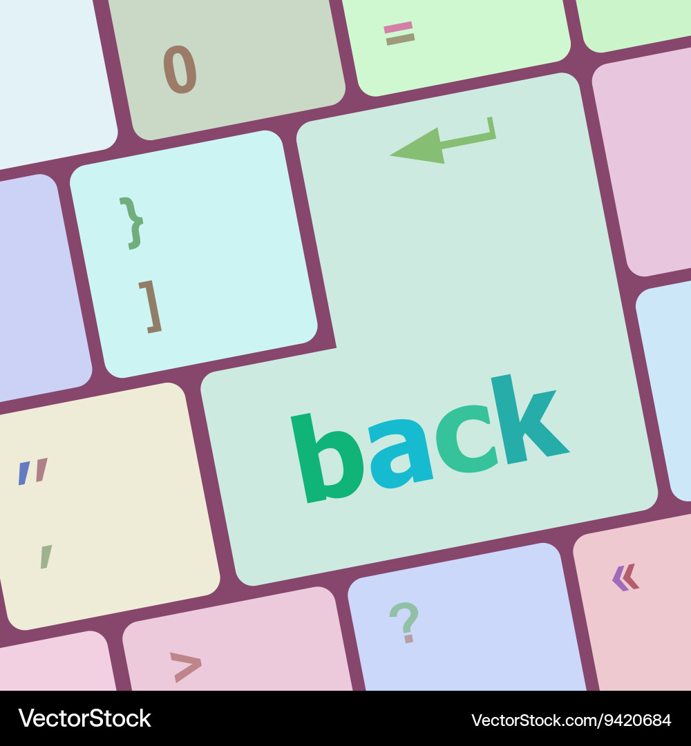 Keyboard with back text on button vector image