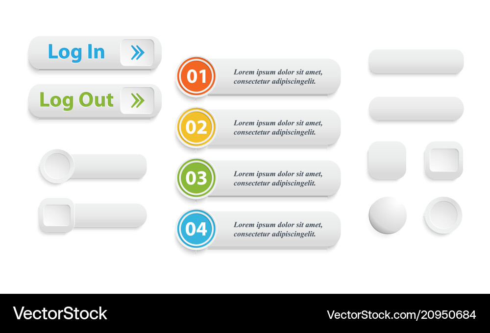 Matted White Web Buttons Set vector image