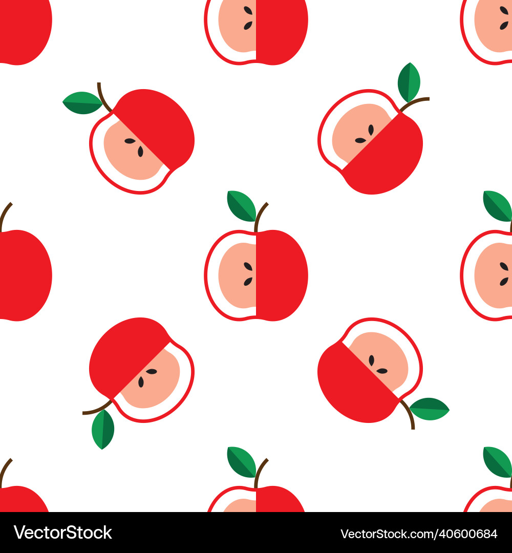 Seamless pattern with red apples on the white Seamless pattern with red apples on the white Vector Image