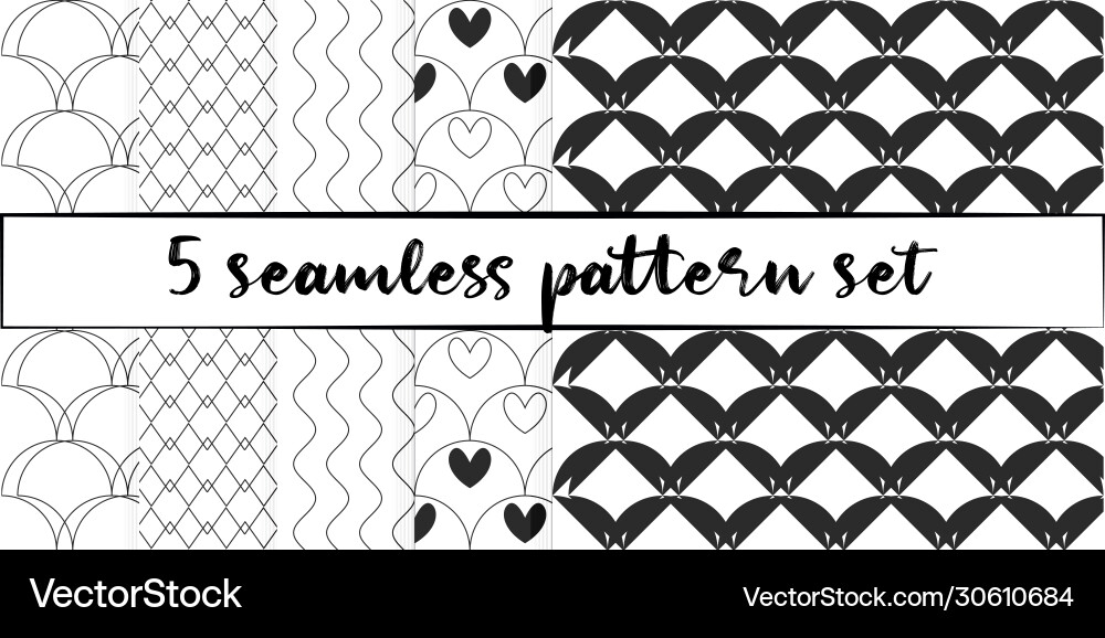 Set 5 simple ornament seamless patterns use Vector Image