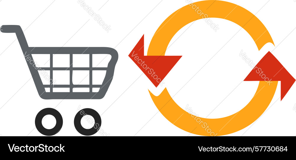 Shopping cart with circular refresh loop icon vector image
