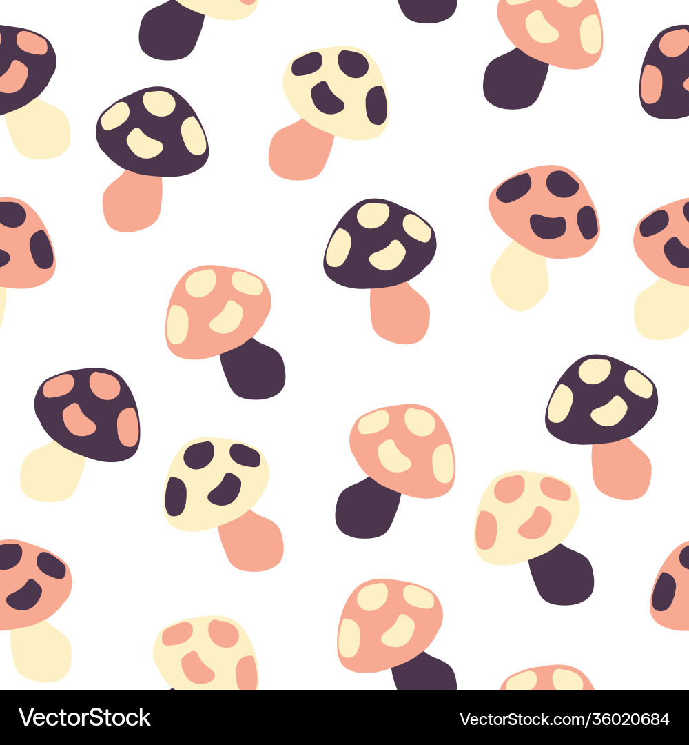 Simple mushroom doodle repeat pattern design Simple mushroom doodle repeat pattern design vector image