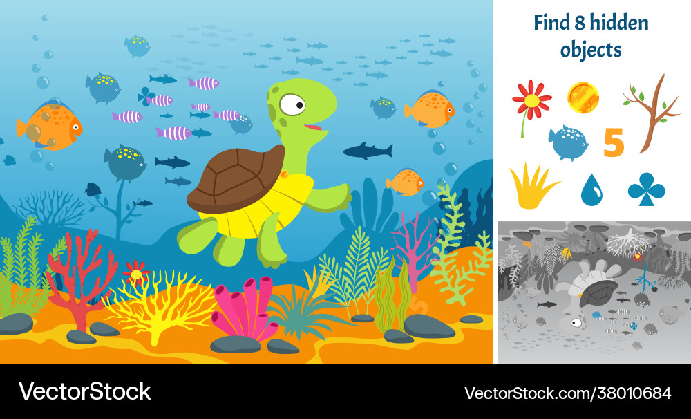 Underwater Hidden Object Puzzle vector image