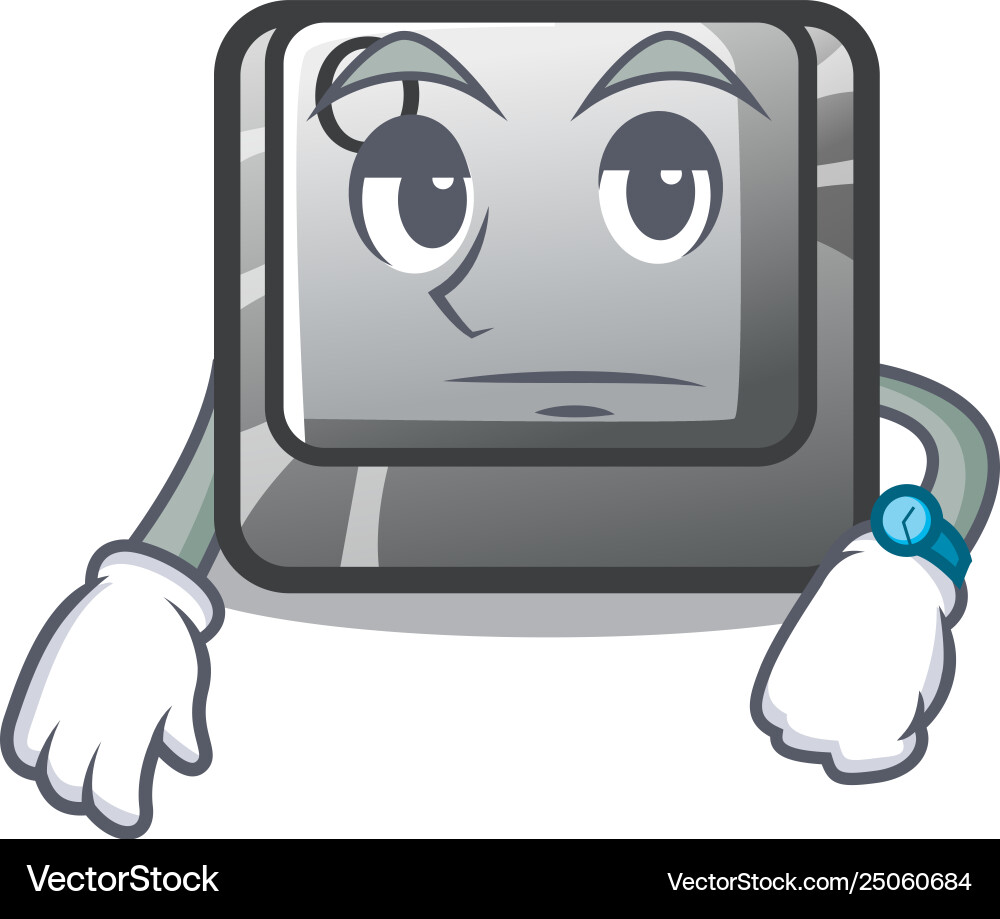 Waiting q button installed on cartoon computer Waiting q button installed on cartoon computer Vector Image