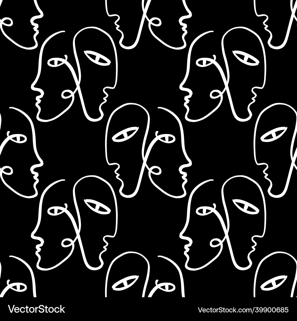 Abstract faces seamless pattern modern minimal Abstract faces seamless pattern modern minimal vector image