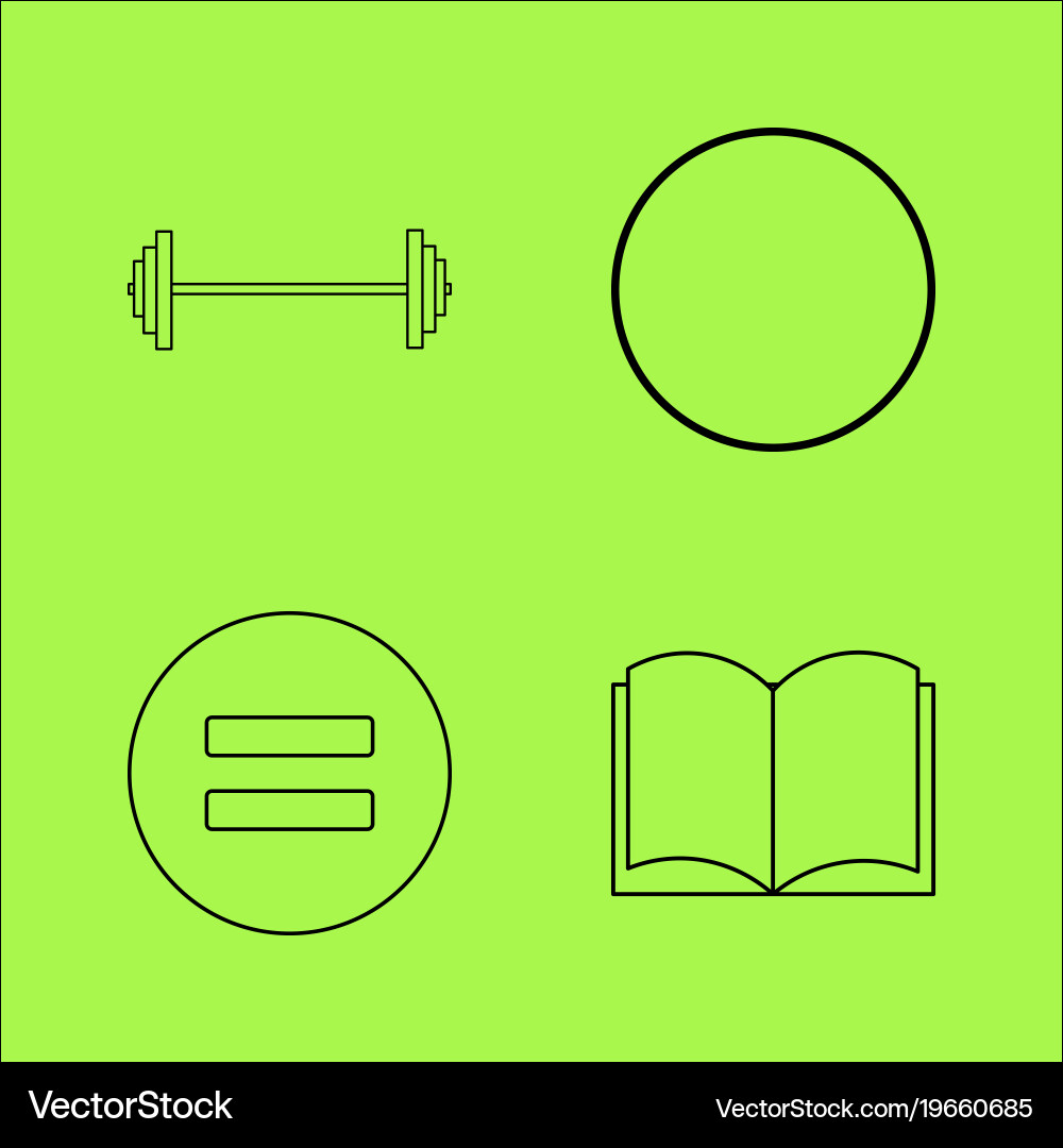 Basic content simple linear outline icon set vector image