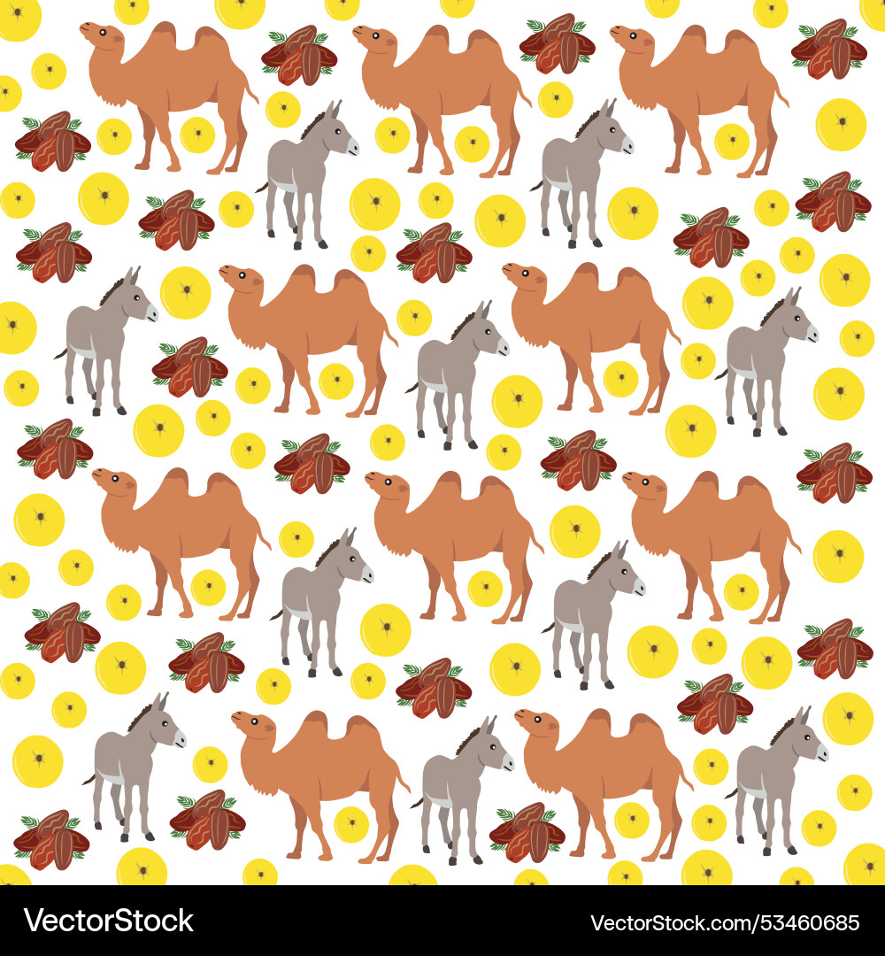 Camel zebra with fruit as a pattern background vector image