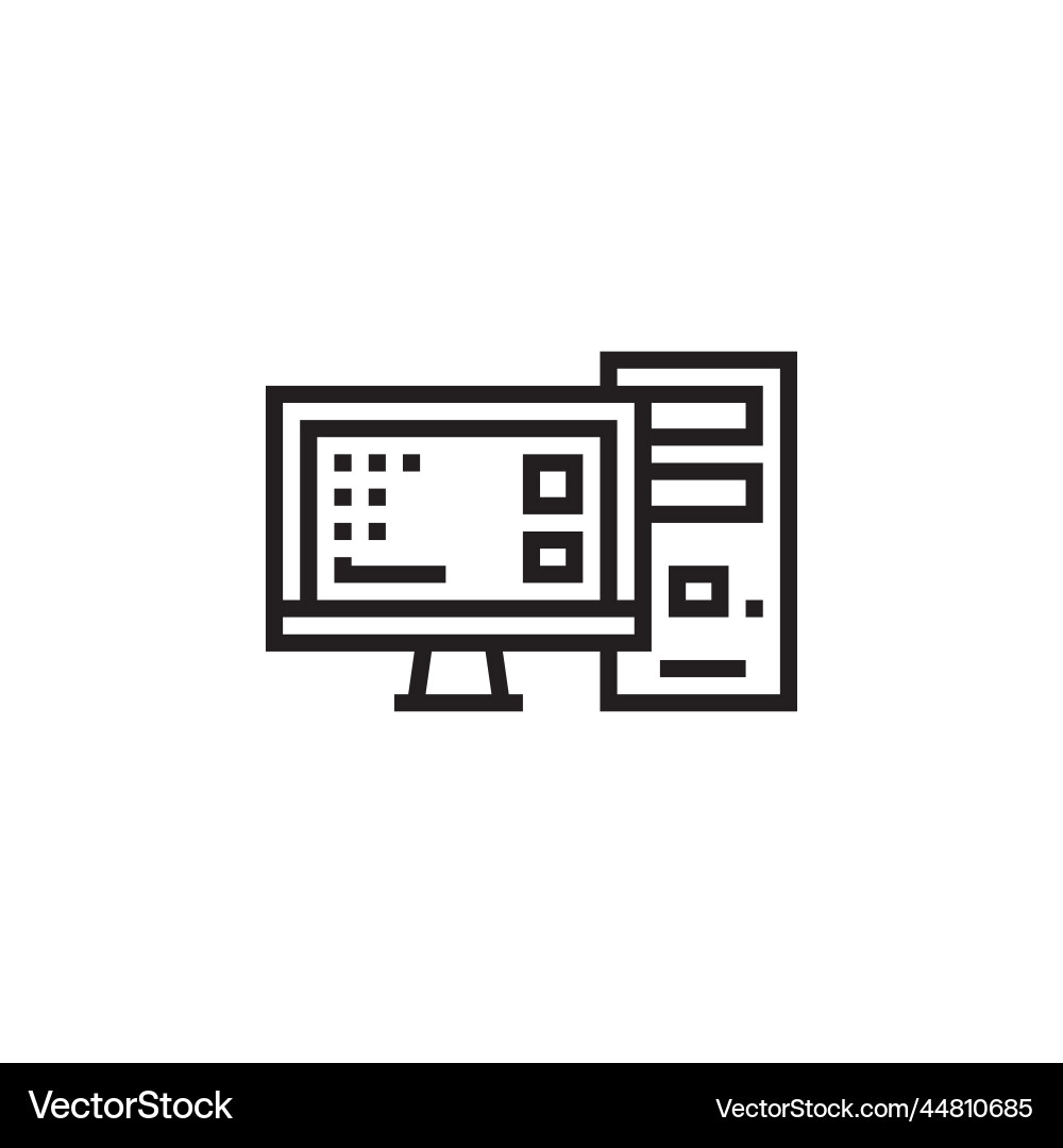 Computer icon component outline Computer icon component outline vector image