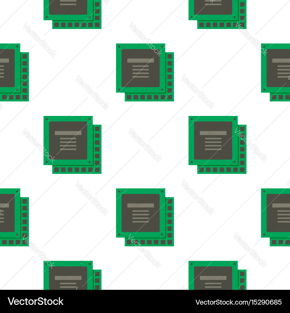 Green computer cpu processor chip pattern flat Vector Image