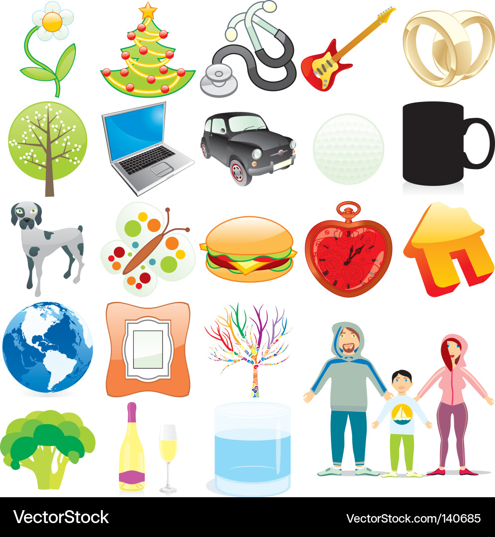 Icon Set - Diverse Objects Vector Image