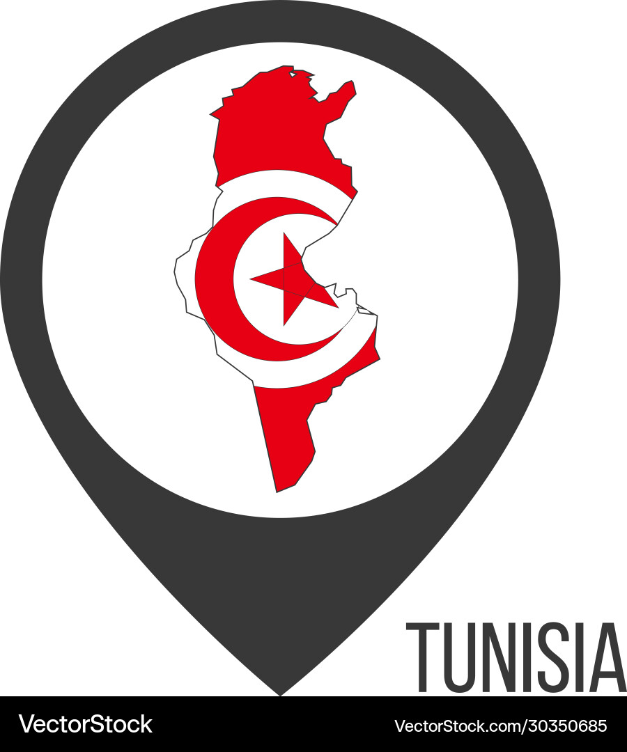 Map pointers with contry tunisia flag Map pointers with contry tunisia flag vector image