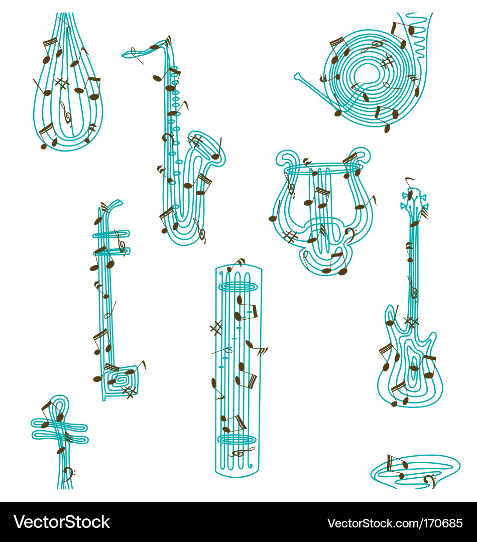 Musical instruments pattern Vector Image