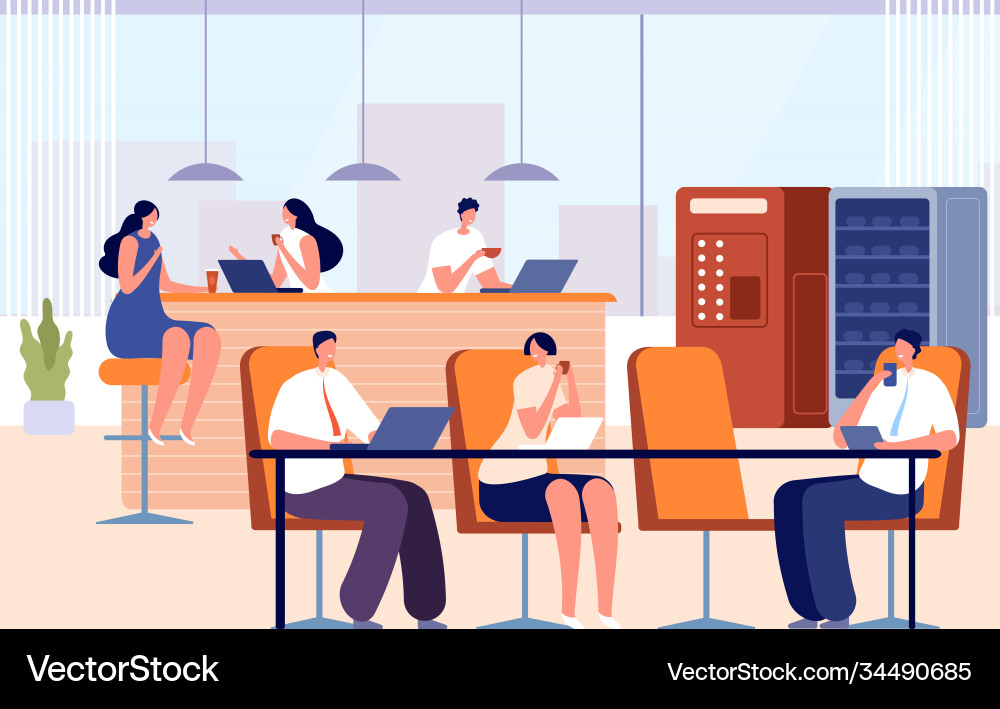 Office coffee break company eat business lunch Office coffee break company eat business lunch vector image