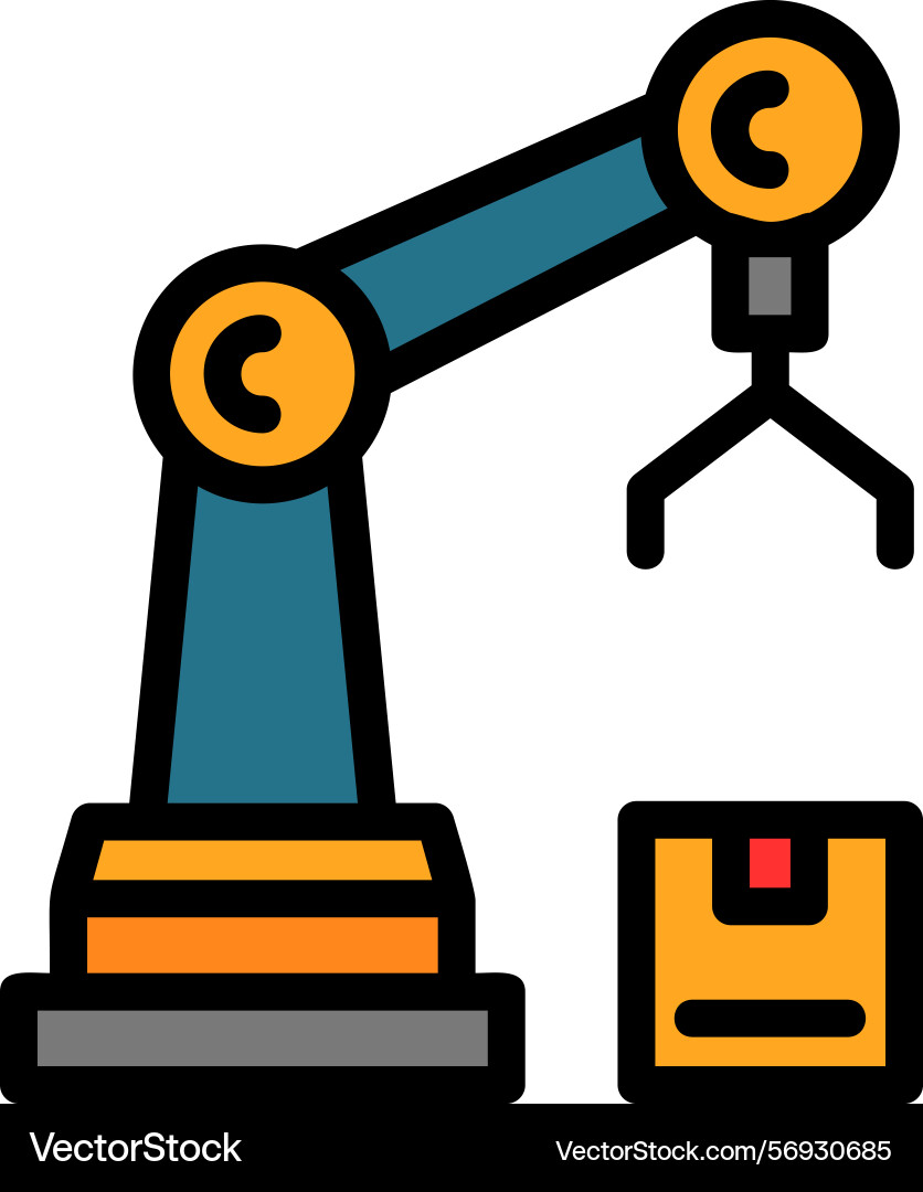 Robot assembly line filled style icon design Vector Image