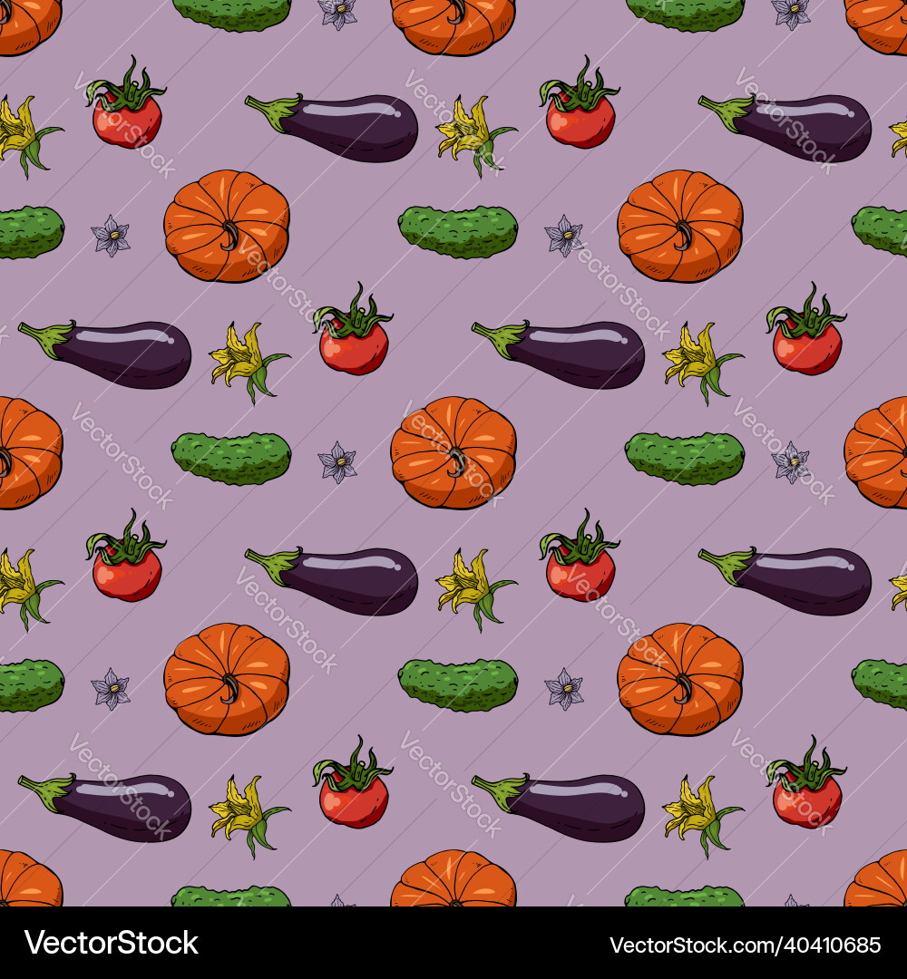 Seamless pattern with tomatoes cucumbers Seamless pattern with tomatoes cucumbers vector image