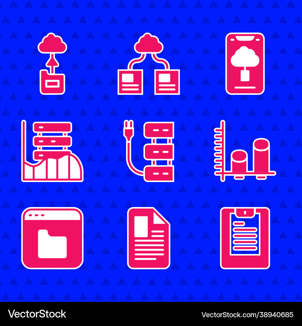Set server file document data report analysis Set server file document data report analysis vector image