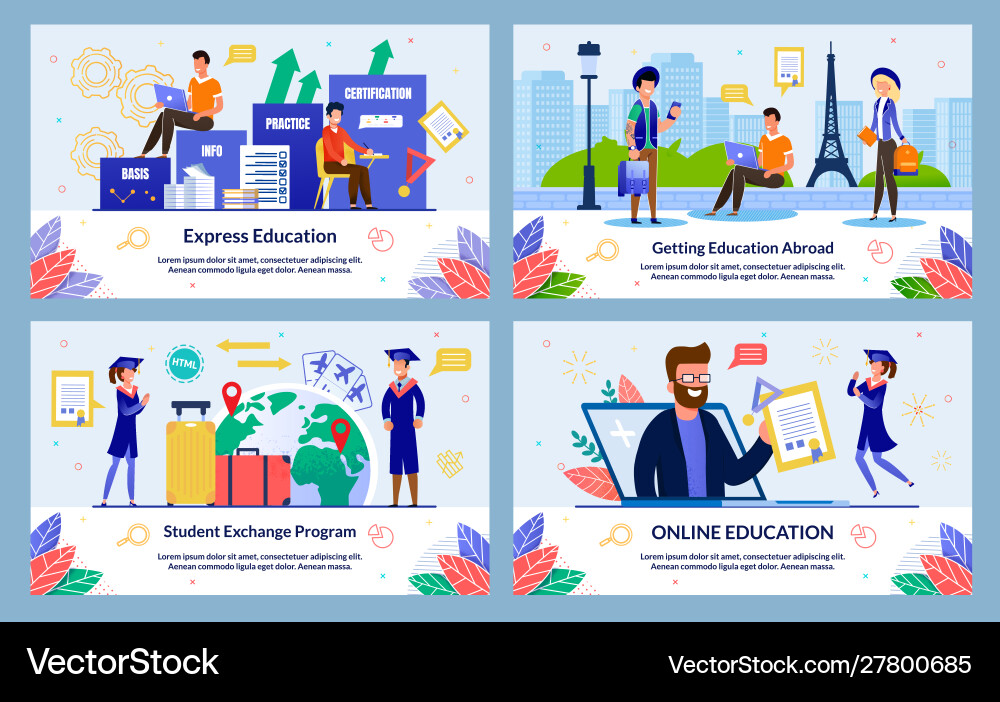 Set student exchange program Vector Image
