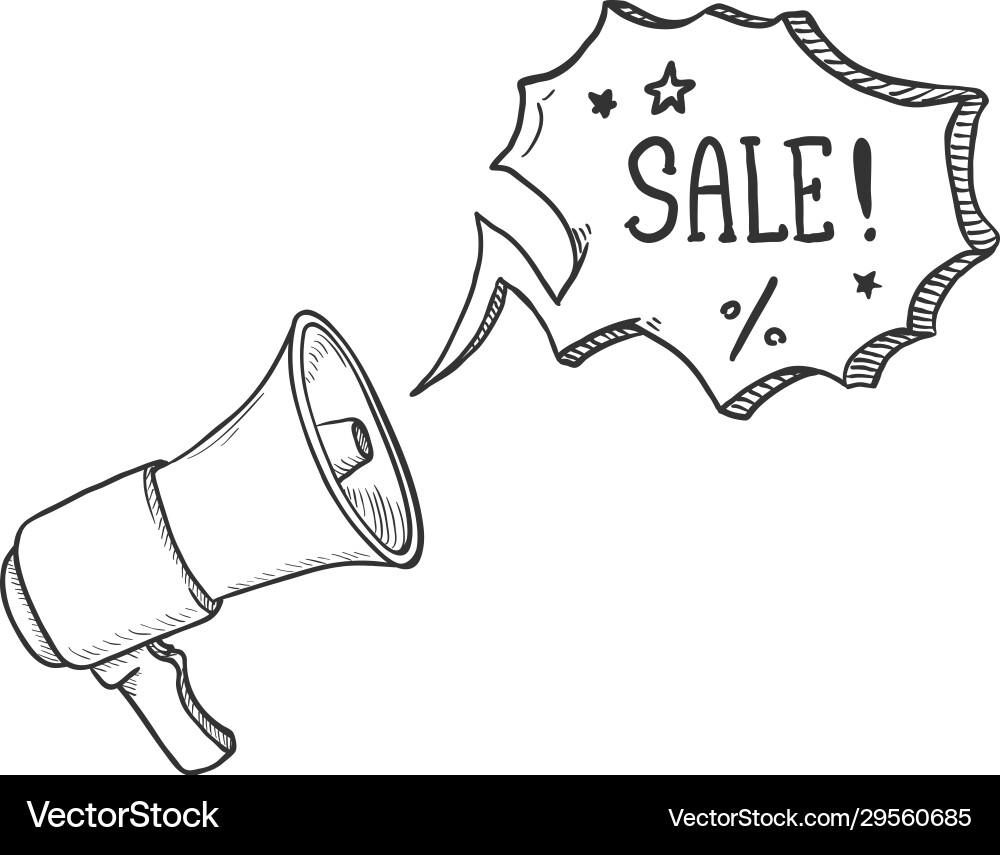 Sketch loudspeaker with text bubble sale vector image